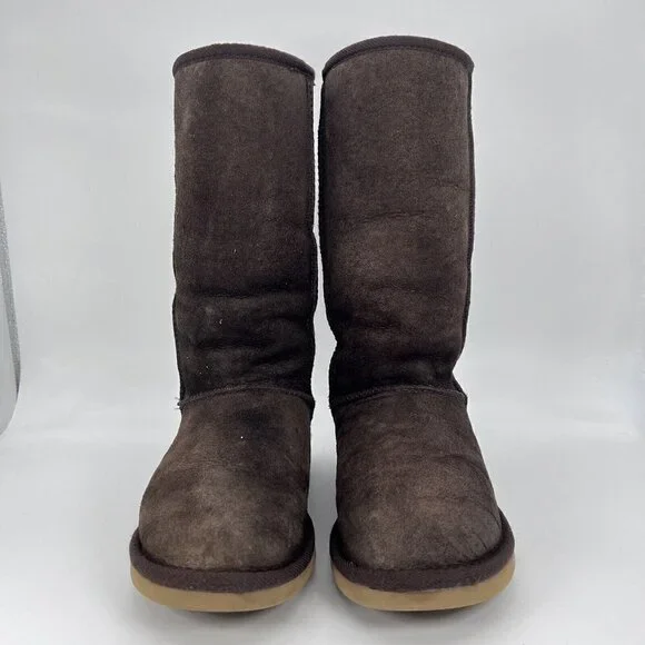 UGG Classic Women Size 5 Tall Shearling Winter Boots Choc Brown 5815 - Picture 3 of 12